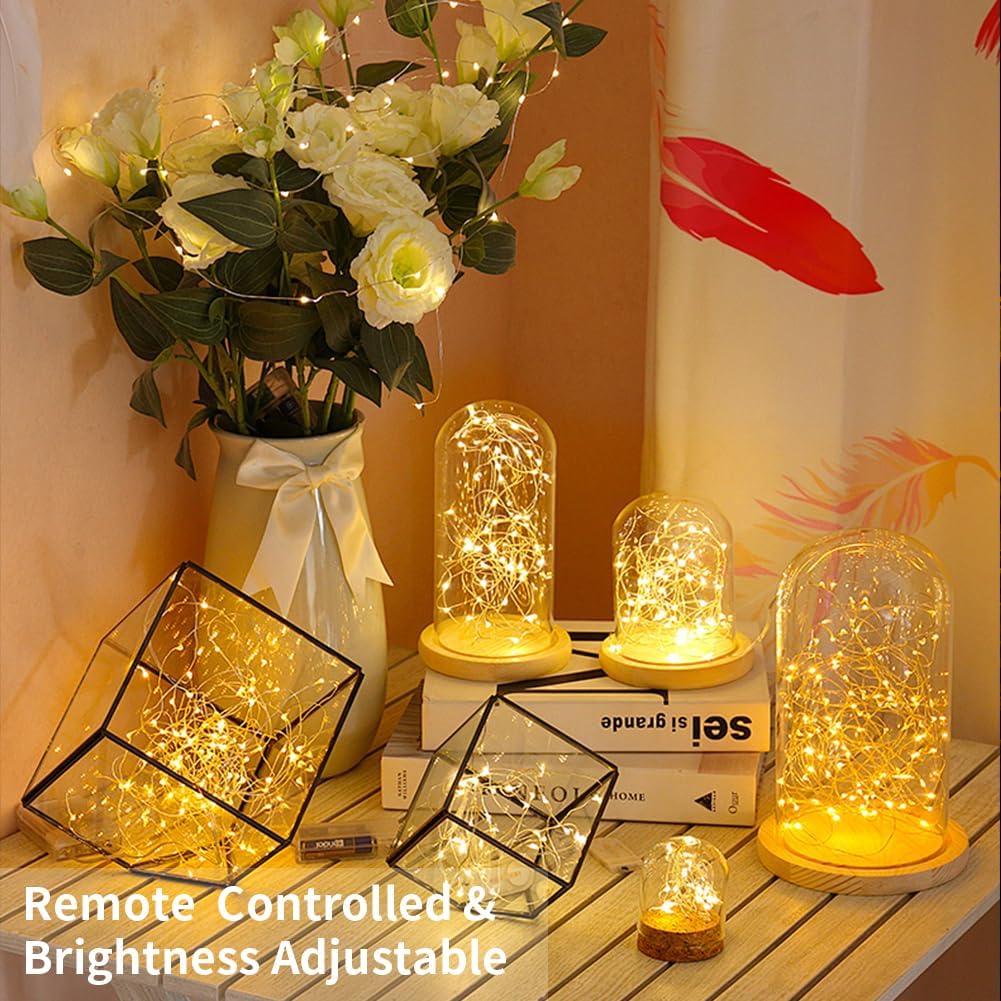 Battery Operated Fairy Lights - 50 LED Copper Wire String Lights with Remote & Timer, 16.4ft Waterproof Twinkle Lights for Christmas, Wedding & Home Decor