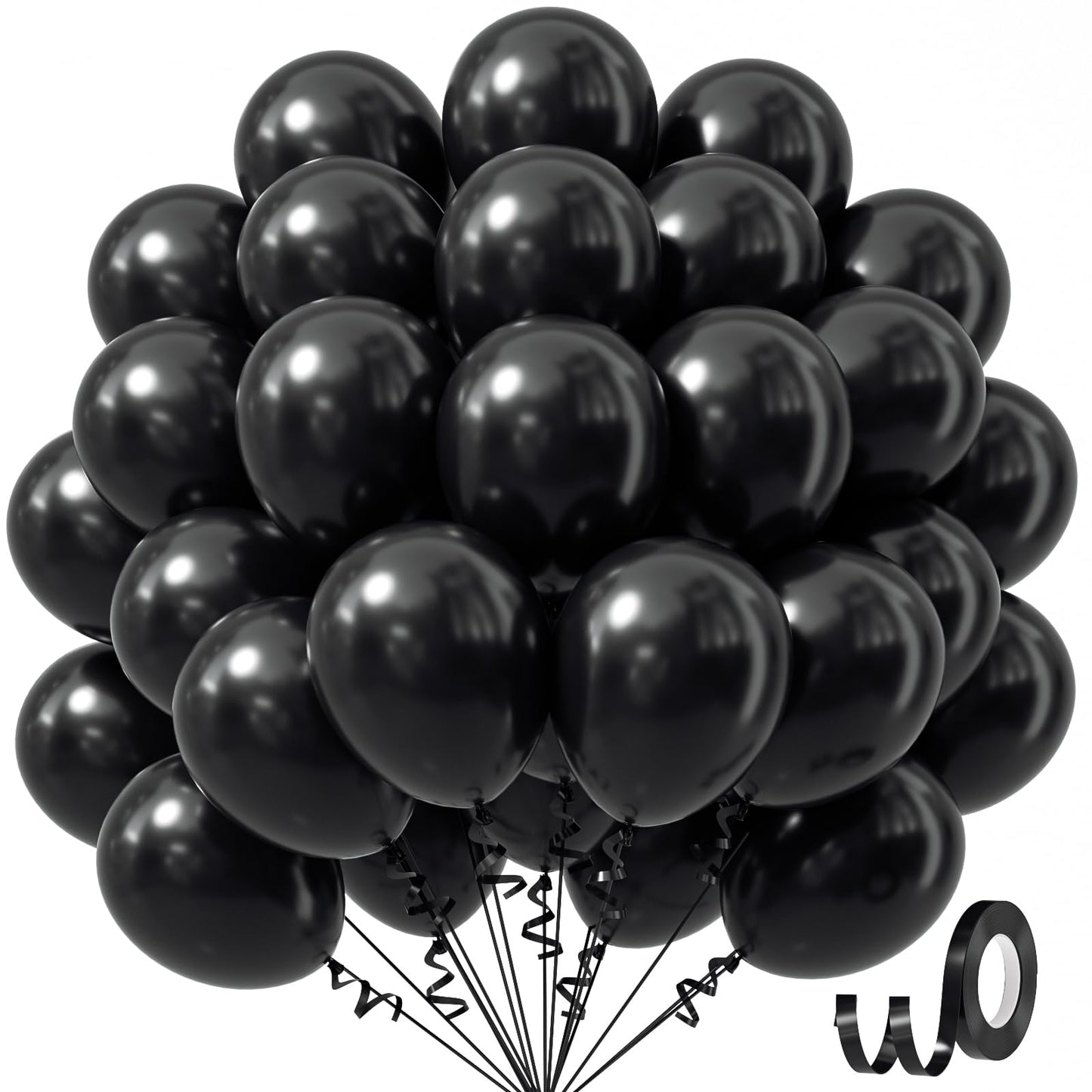 Awenztech Black Balloons 12 inch, Black Latex Balloons 50pcs Party Balloons for Graduation Halloween Birthday Party Decorations