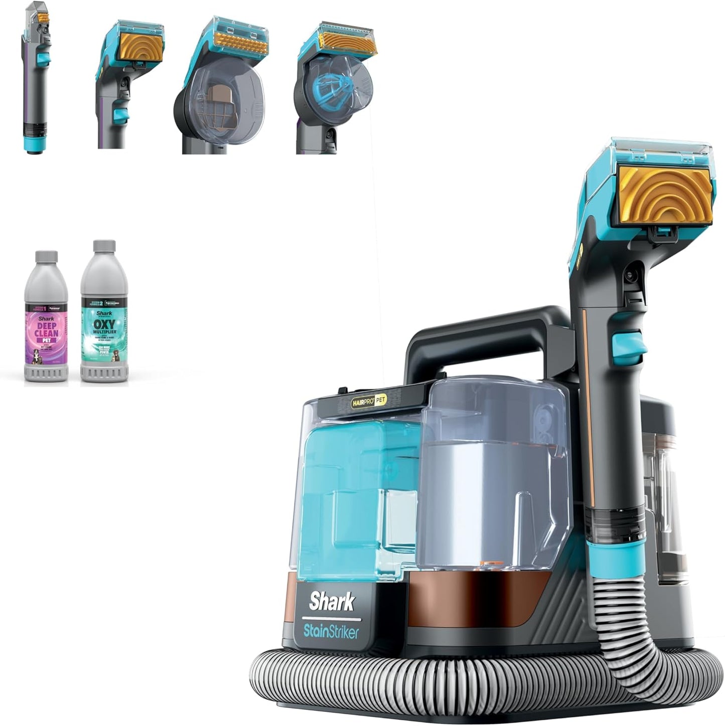 Shark StainStriker HairPro Portable Carpet Cleaner - Self-Cleaning with Pet Hair Tools & Solutions | Copper, 4 Cleaning Tools