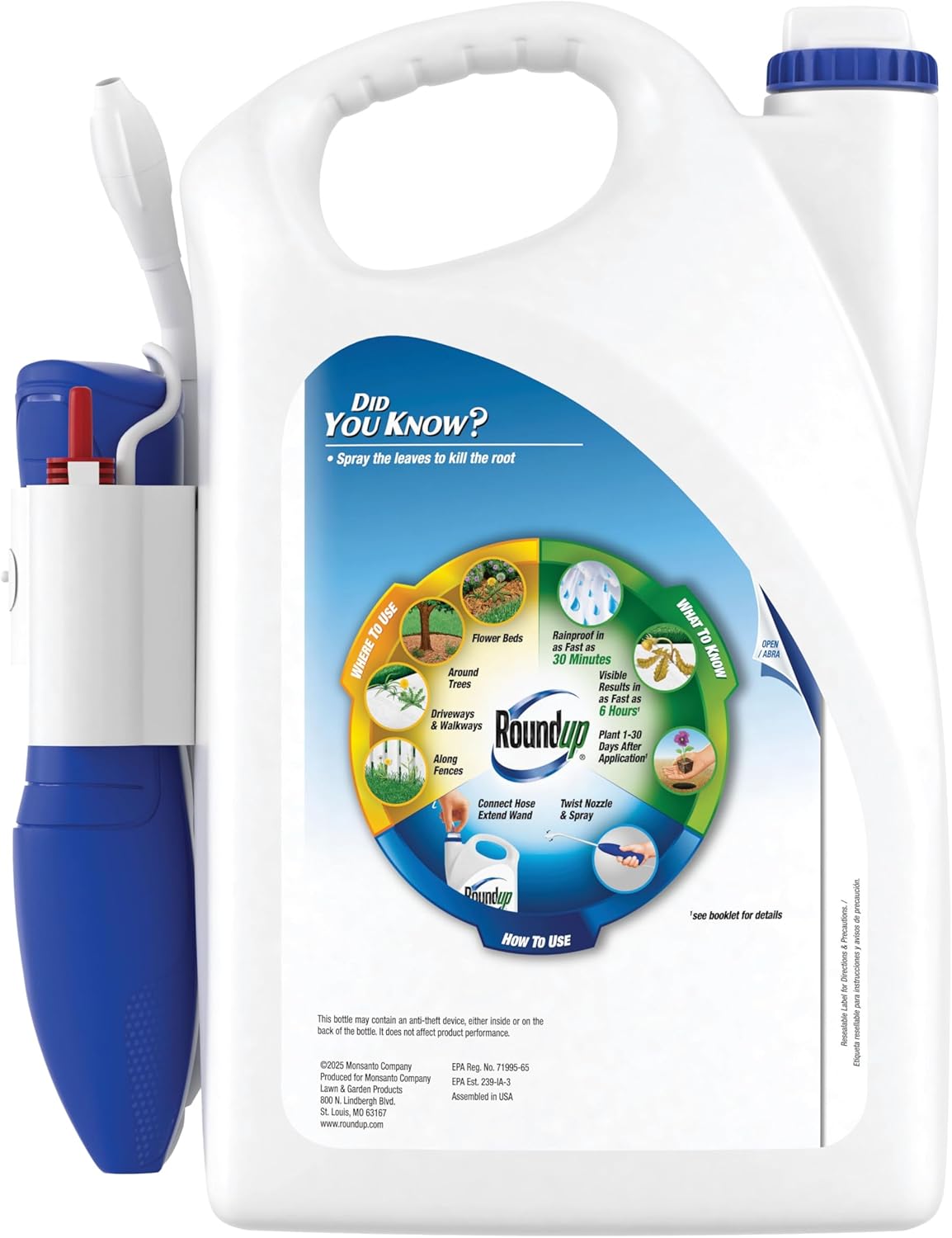 Roundup Weed & Grass Killer 4 - Comfort Wand for Easy Application | 1.33 Gallon for Flower Beds & Driveways