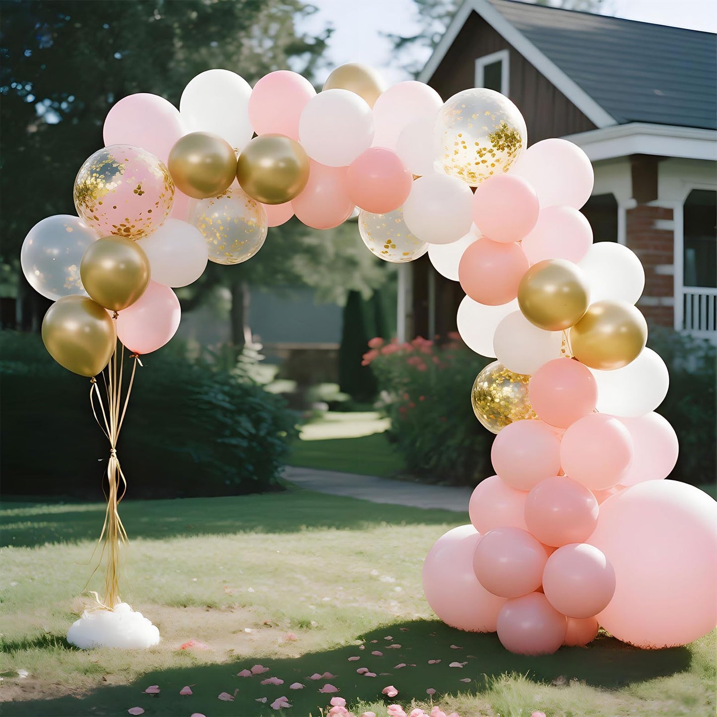 Pink Gold Confetti Latex Balloons Kit 35 pcs 12 inch Pink and White Balloon with Metallic Gold Confetti Balloons for Birthday Baby Shower Wedding Girl Birthday Party Decoration