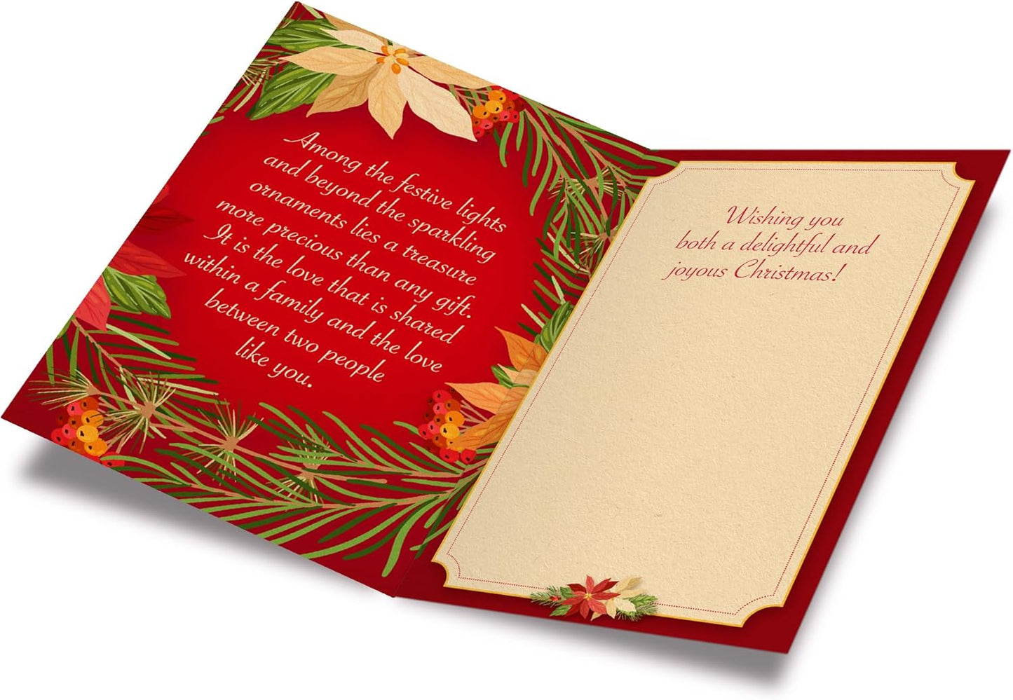 Prime Greetings Christmas Card for Son and Daughter-In-Law | Eco-Friendly Thick Card Stock, 5in x 7.75in