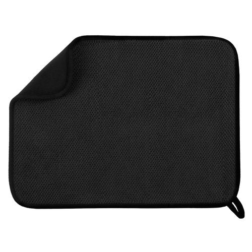 GeeRic Microfiber Dish Drying Mat, Super Absorbent Kitchen Dish Drying Pad, Reversible for Countertop, 12*16 inch Black