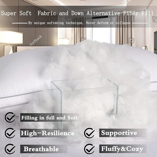 Hotel Collection Soft Standard Size Bed Pillows Set of 2 - Comfortable Down Alternative with Ergonomic Support for Back & Side Sleepers