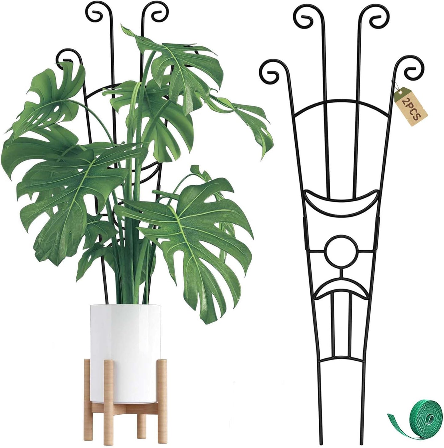 Monstera Plant Support Stakes by [Brand Name] - Durable Metal Trellis for Indoor Climbing Plants | 32.6in, 2-Pack