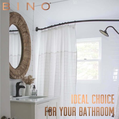 BINO Expandable Curved Shower Curtain Rod - Polished Chrome | Adjustable 48" to 72" | Rust-Resistant & Easy Install