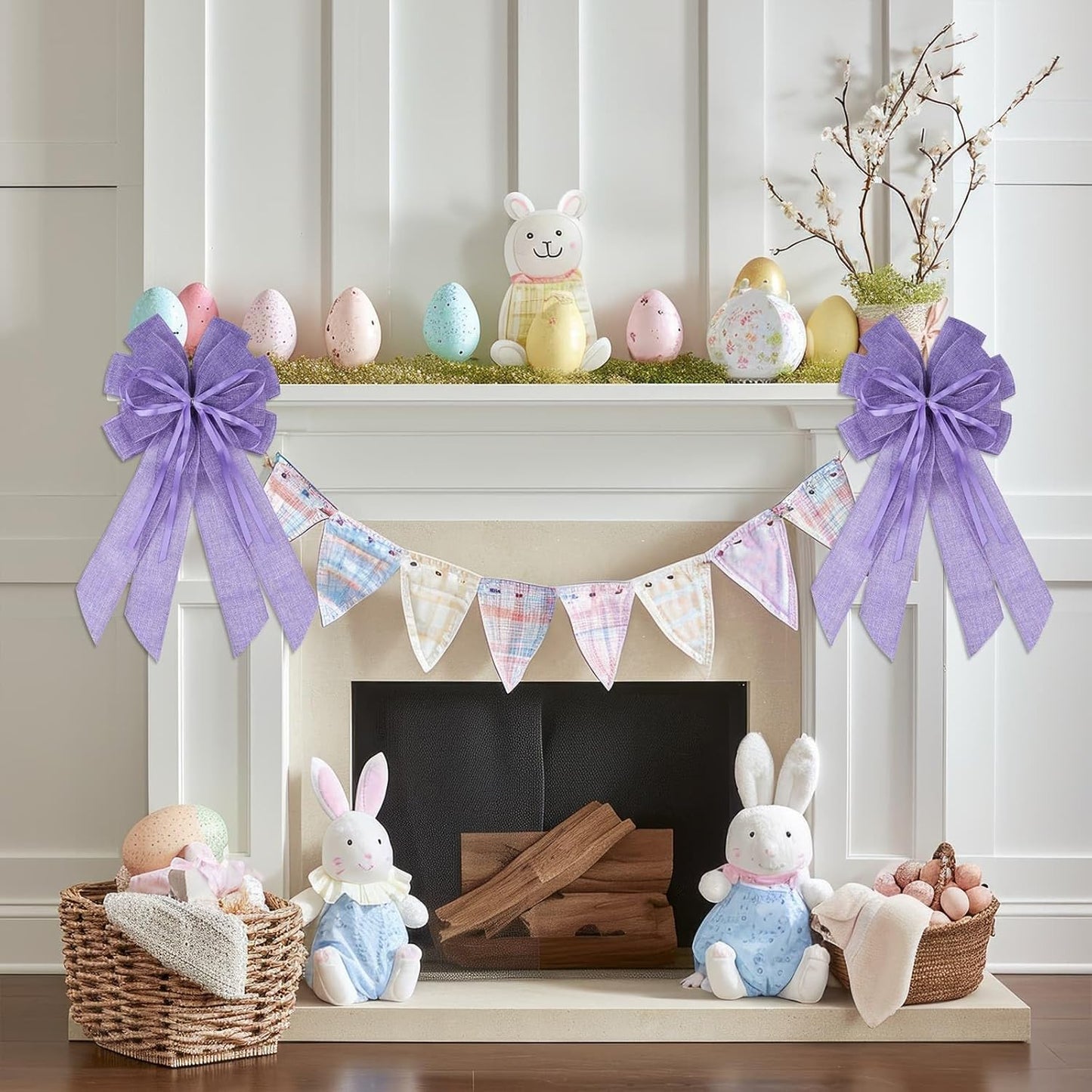 YKW Large Purple Burlap Bow - Elegant 20x11 Inch Wreath Decor for Weddings & Holidays