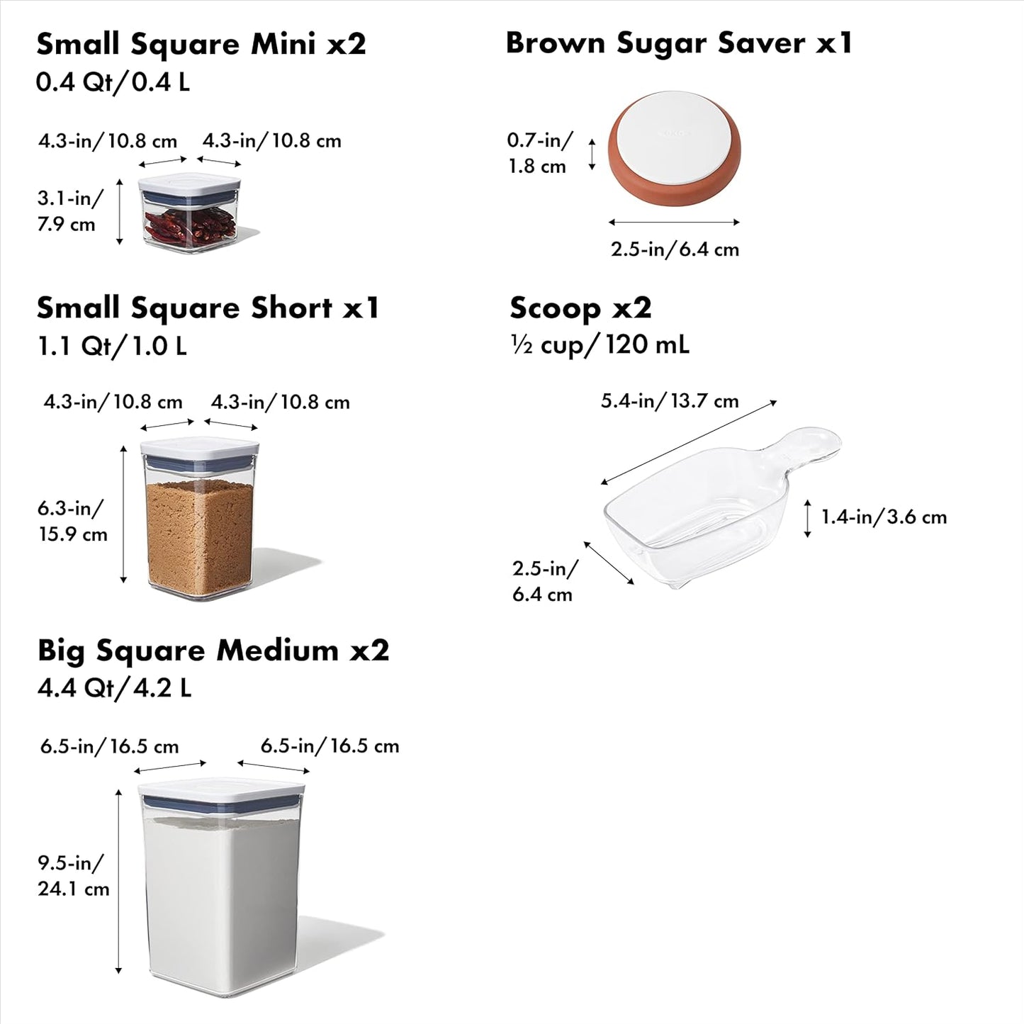 OXO Good Grips Storage Container Set - 8-Piece Baking Essentials for Freshness & Organization