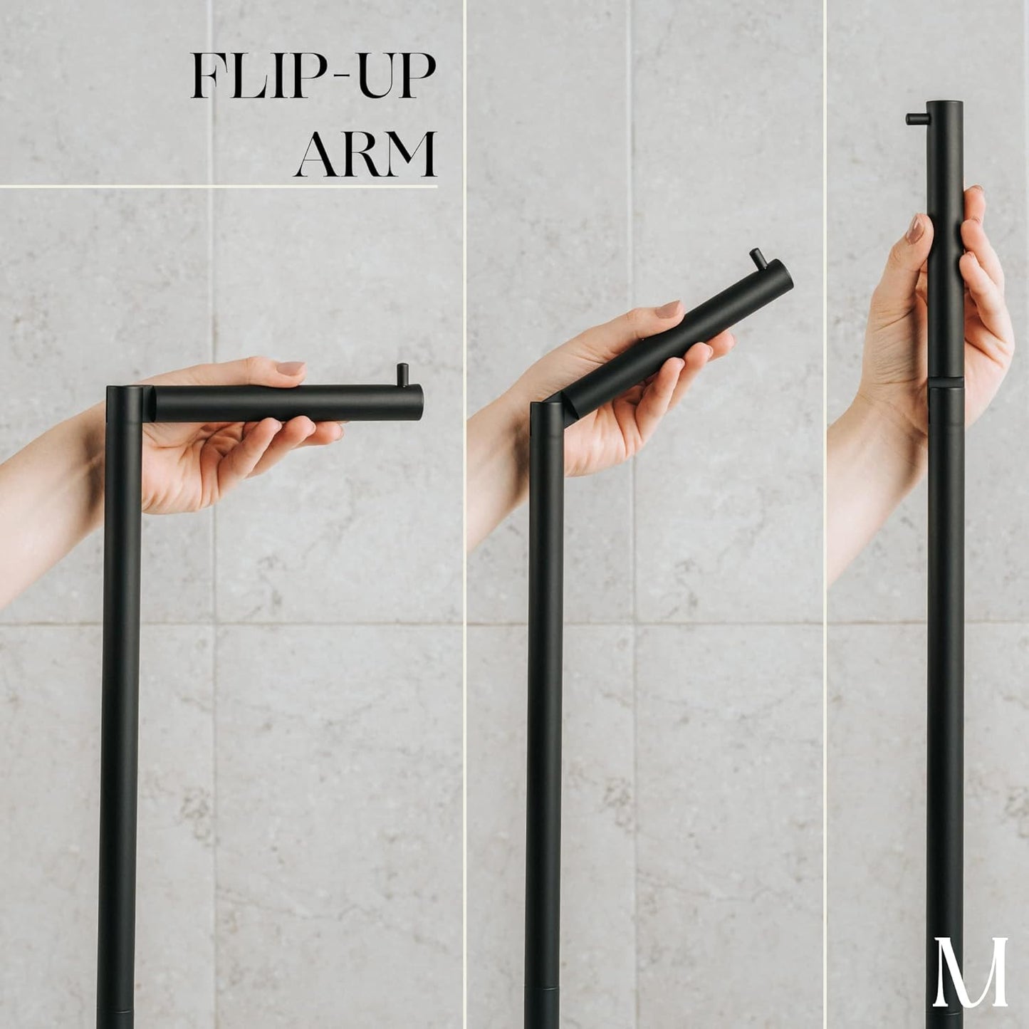 Marmolux Acc - Modern Free Standing Toilet Paper Holder - Matte Black Stainless Steel for 4 Rolls