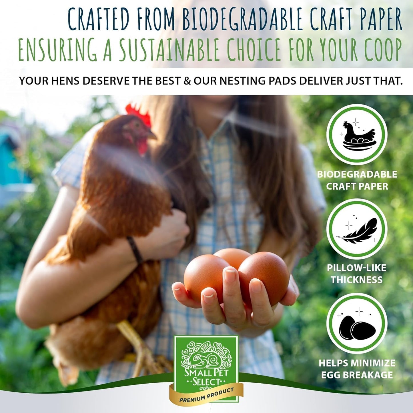 Small Pet Select - Chicken Nesting Pads (8-Pack) | 13x13 for Hens & Nesting Boxes