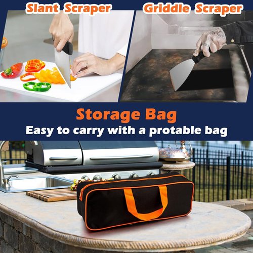 Joyfair 18-Piece Griddle Accessories Kit - Stainless Steel Hibachi Tools for Outdoor BBQ | Spatula, Basting Cover & Burger Press