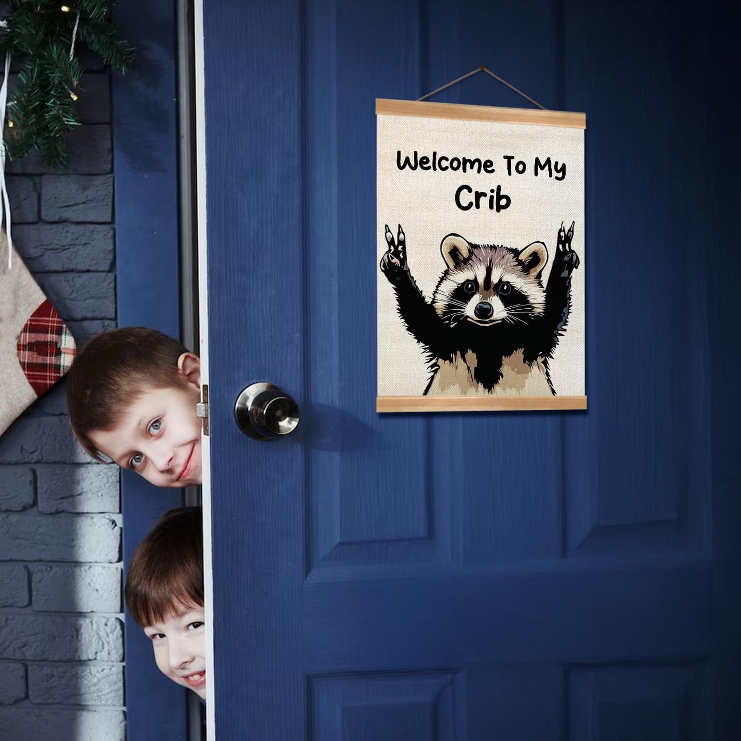 ZTGDA Raccoon Wall Art - Funny Welcome to My Crib Poster for Man Cave, Nursery, or Bedroom Decor