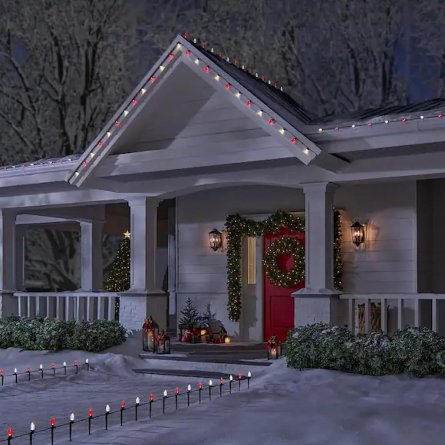 TW SHINE C9 Christmas Lights - 100 LED 66 FT Waterproof String Lights with 8 Modes Timer | Red & White