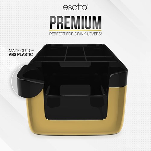 Esatto Professional Bar Products Premium Bar Caddy (Gold), Used to Easily Organize Bar Items and Workspace, With Additional 12 Pourers For Precision Pouring and 12 Pourer Covers
