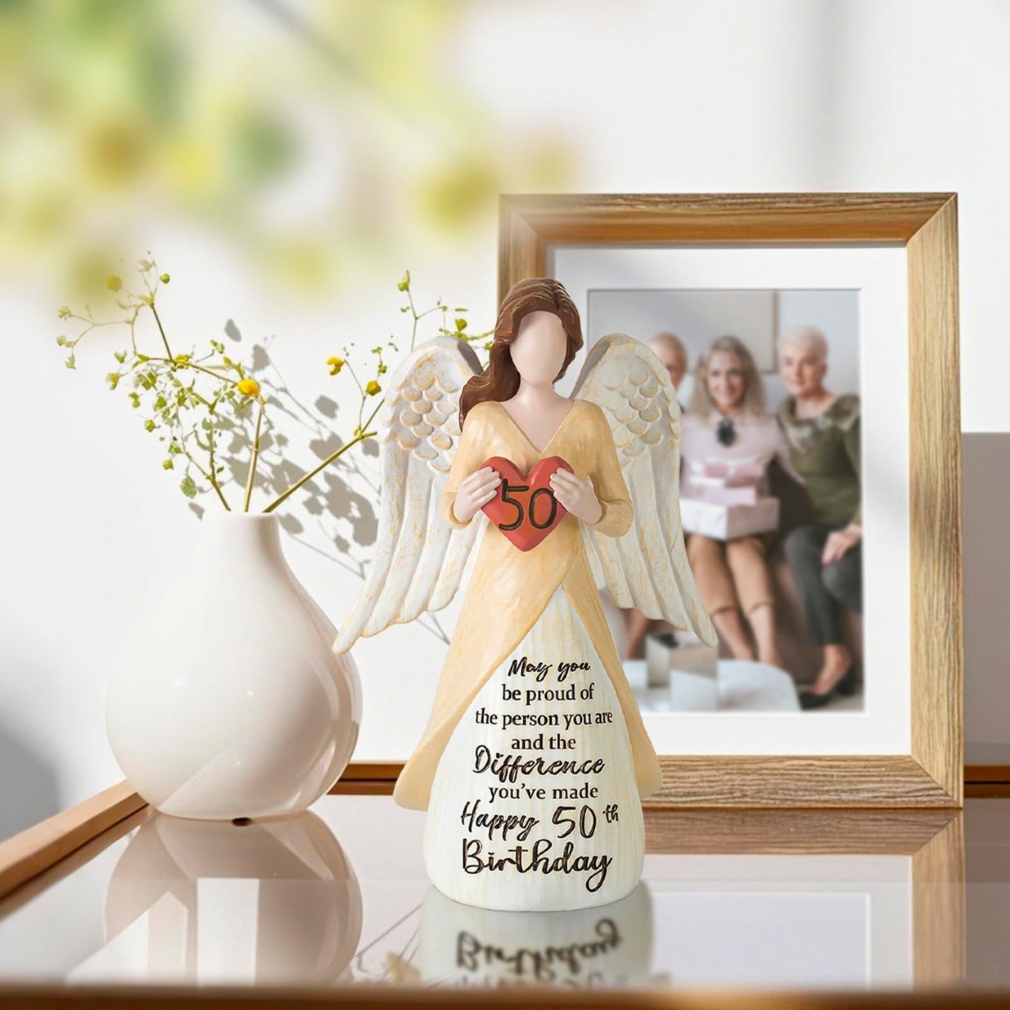 Storieme 50th Birthday Gifts for Her Women: Happy Birthday Gift for Friends Besites Sisters Daughter Mom 50 Year Old Woman Birthday Angel Figurine