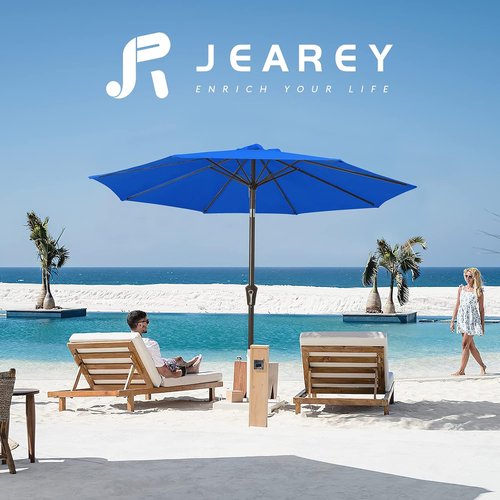 JEAREY 9FT Outdoor Patio Umbrella - UV Protection & Waterproof with Push Button Tilt | Royal Blue