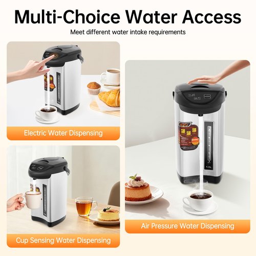 Electric Hot Water Pot Urn, Water Boiler & Warmer 4 Liter, Hot Water Dispenser with 3 Water Dispensing Modes, 750W Hot Water Kettle Instant Heating for Coffee & Tea (black)