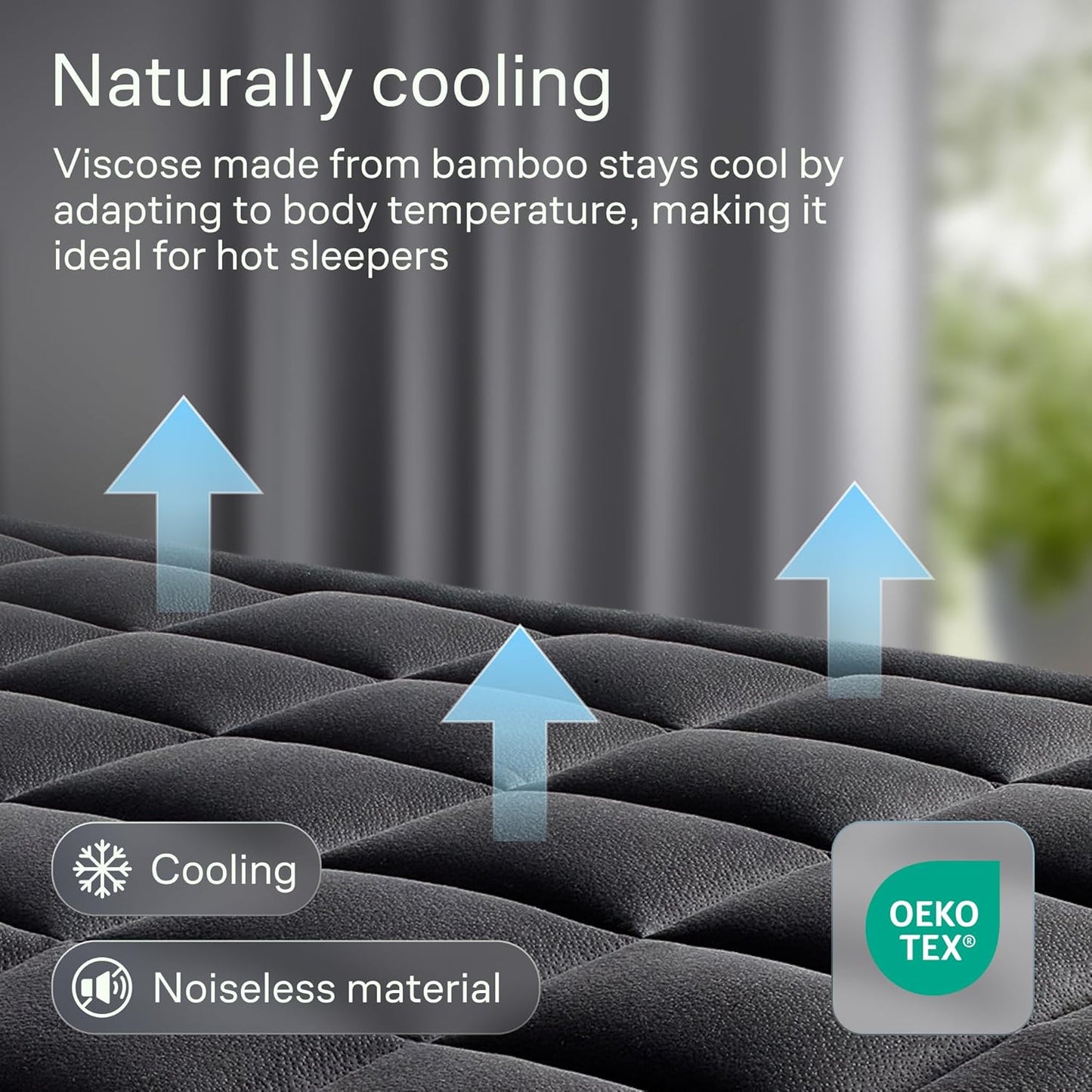 Niagara Sleep Solution Full Size Mattress Topper - Ultra Soft Bamboo Pillow Top for Back Pain Relief | Naturally Cooling, Black