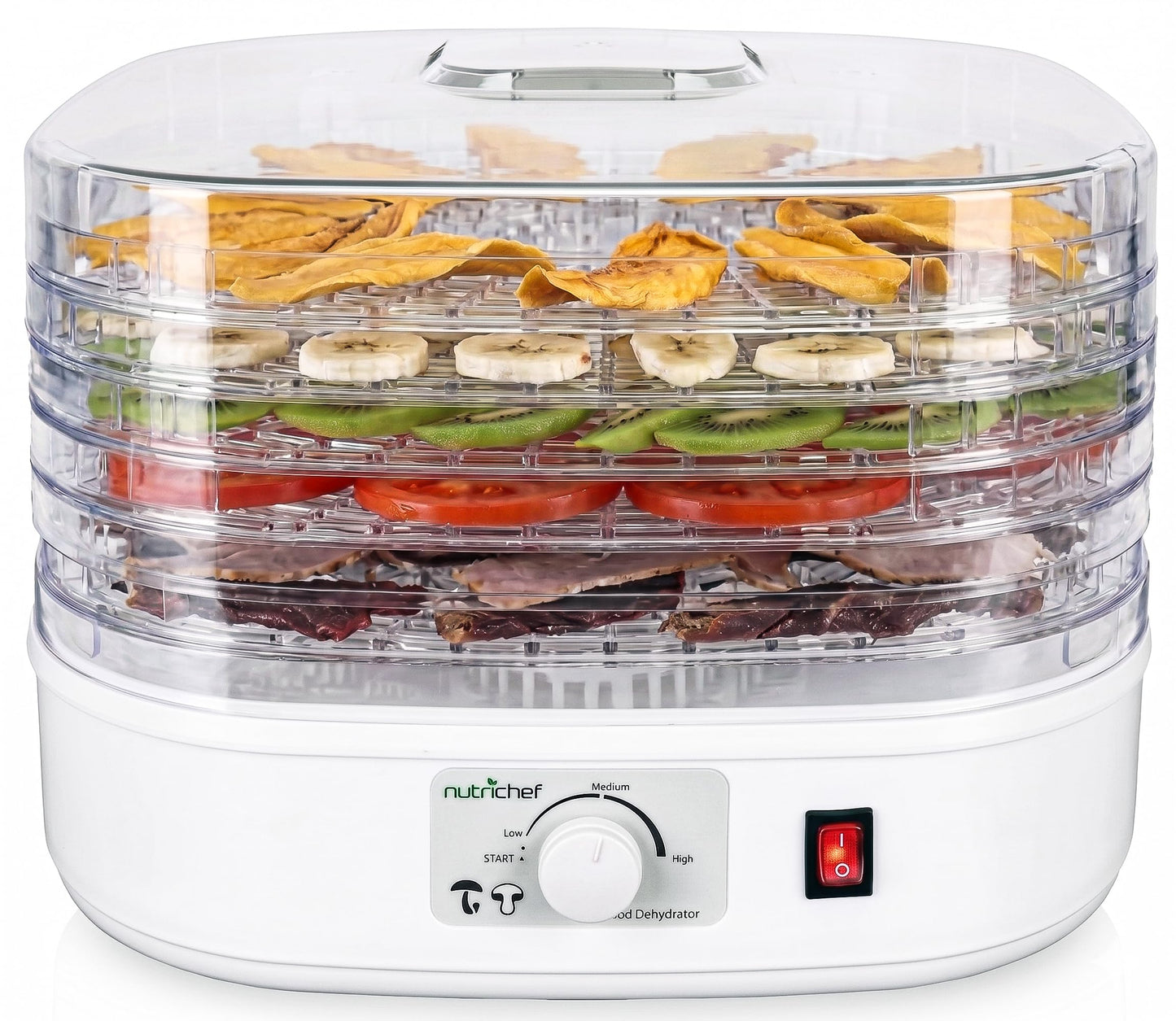 Nutrichef Food Dehydrator Machine | Dehydrates Beef Jerky, Meat, Food, Fruit, Vegetables & Dog Treats | Great For At Home Use | High-Heat Circulation for Even Dehydration | 5 Easy to Clean Trays
