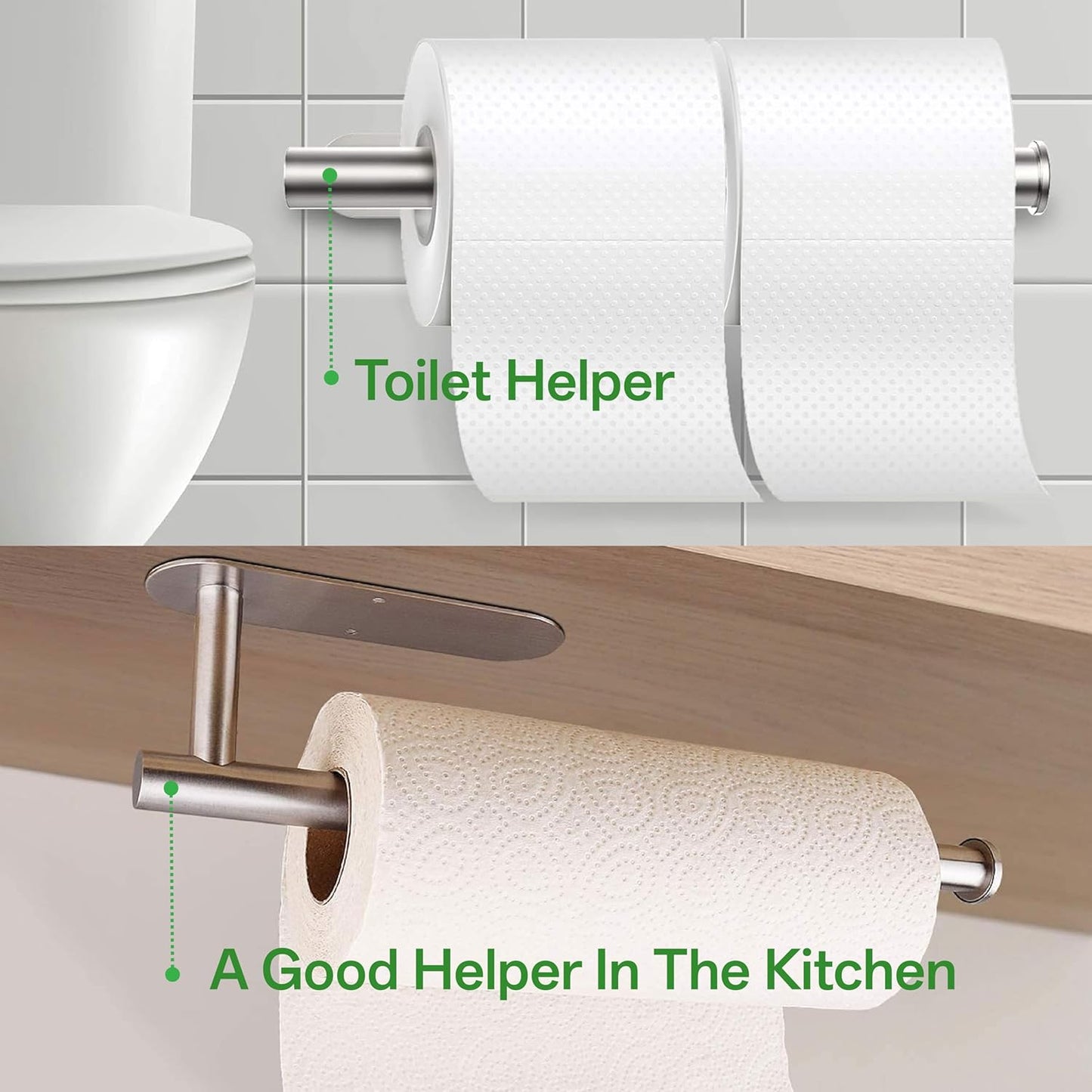 Under Cabinet Paper Towel Holder by [Brand Name] - Self-Adhesive, No Drill Stainless Steel | Ideal for Kitchen, Bathroom, RV