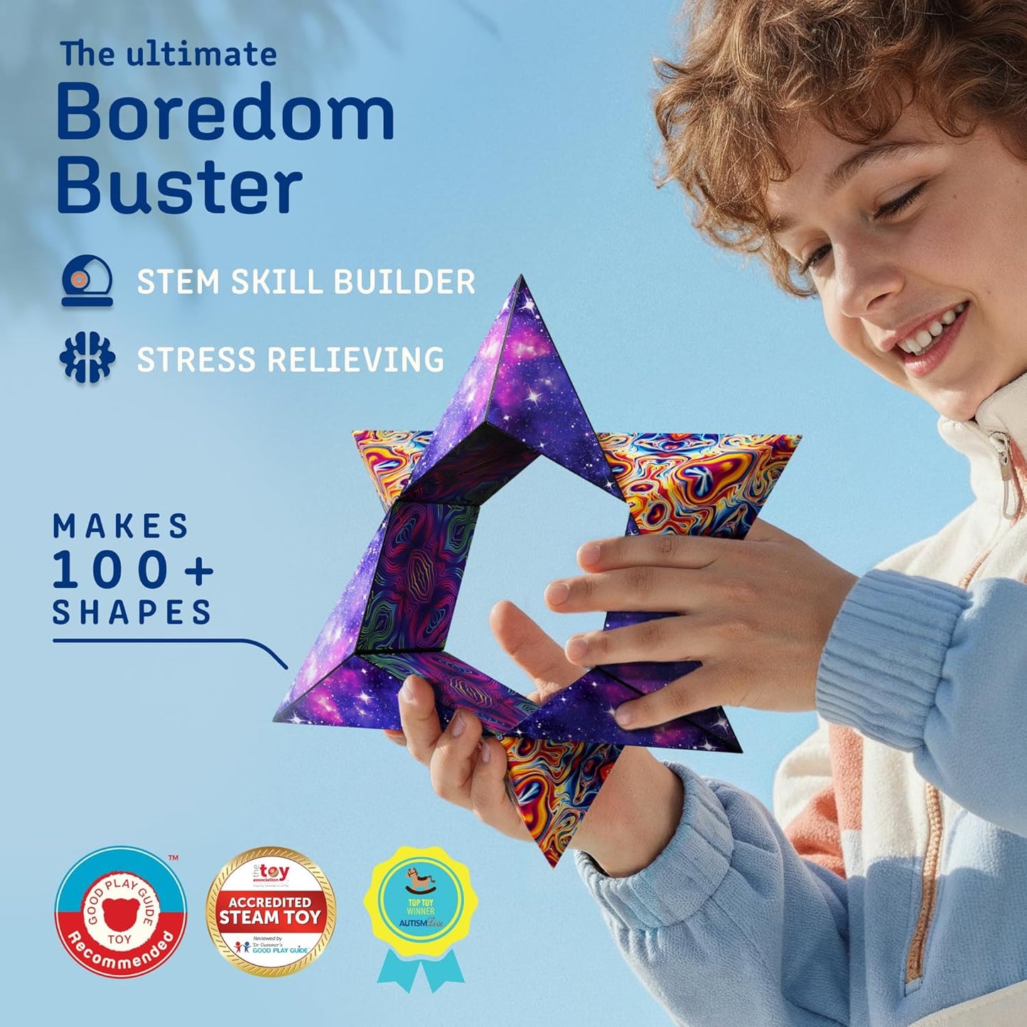 Shashibo Shape Shifting Box - Award-Winning STEM Fidget Toy with Ultra Strong Magnets | Transforms Into 100+ Shapes, Perfect Sensory Gift for All Ages (Spaced Out)