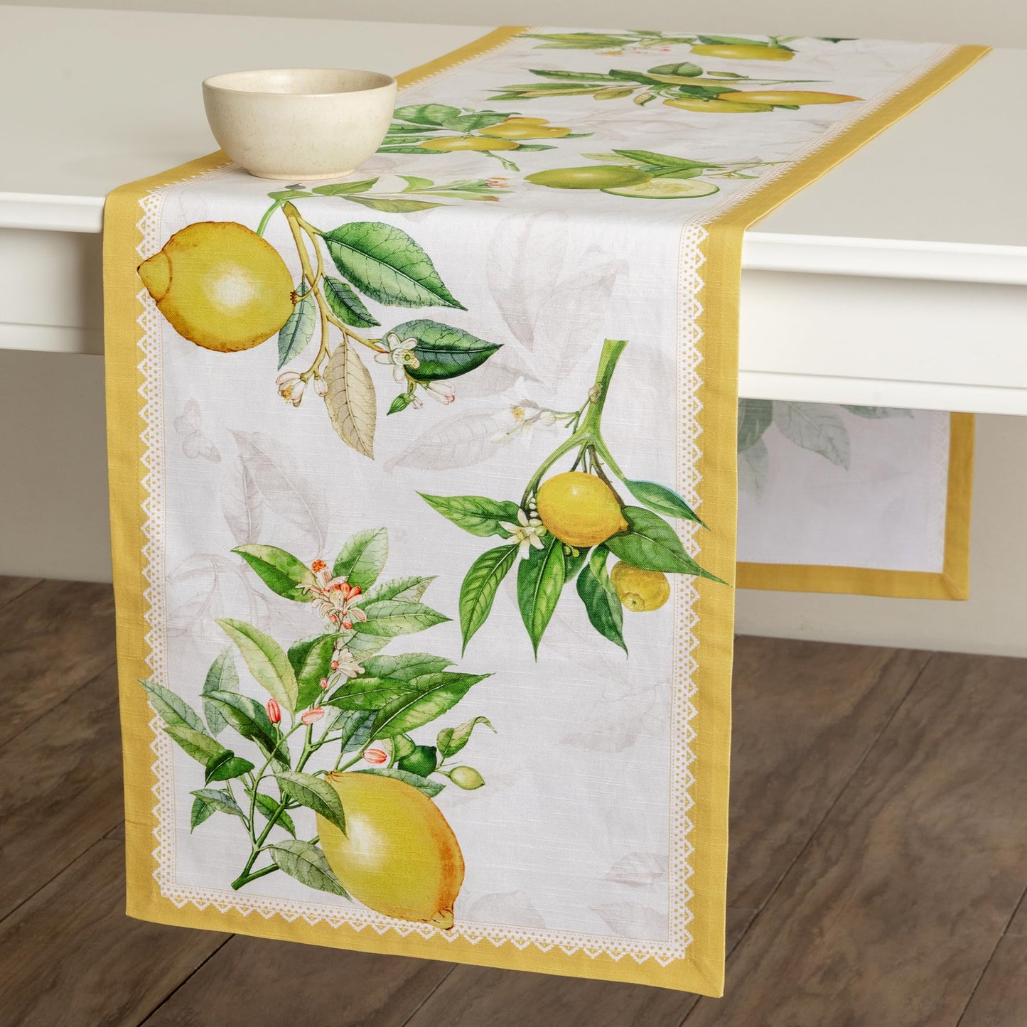 Maison d' Hermine Table Runner 100% Cotton Single Layer Table Runners 72 inches Long Decorative for Home Kitchen Dining Party Gifts for Mothers Day Spring Summer (Limoncello)