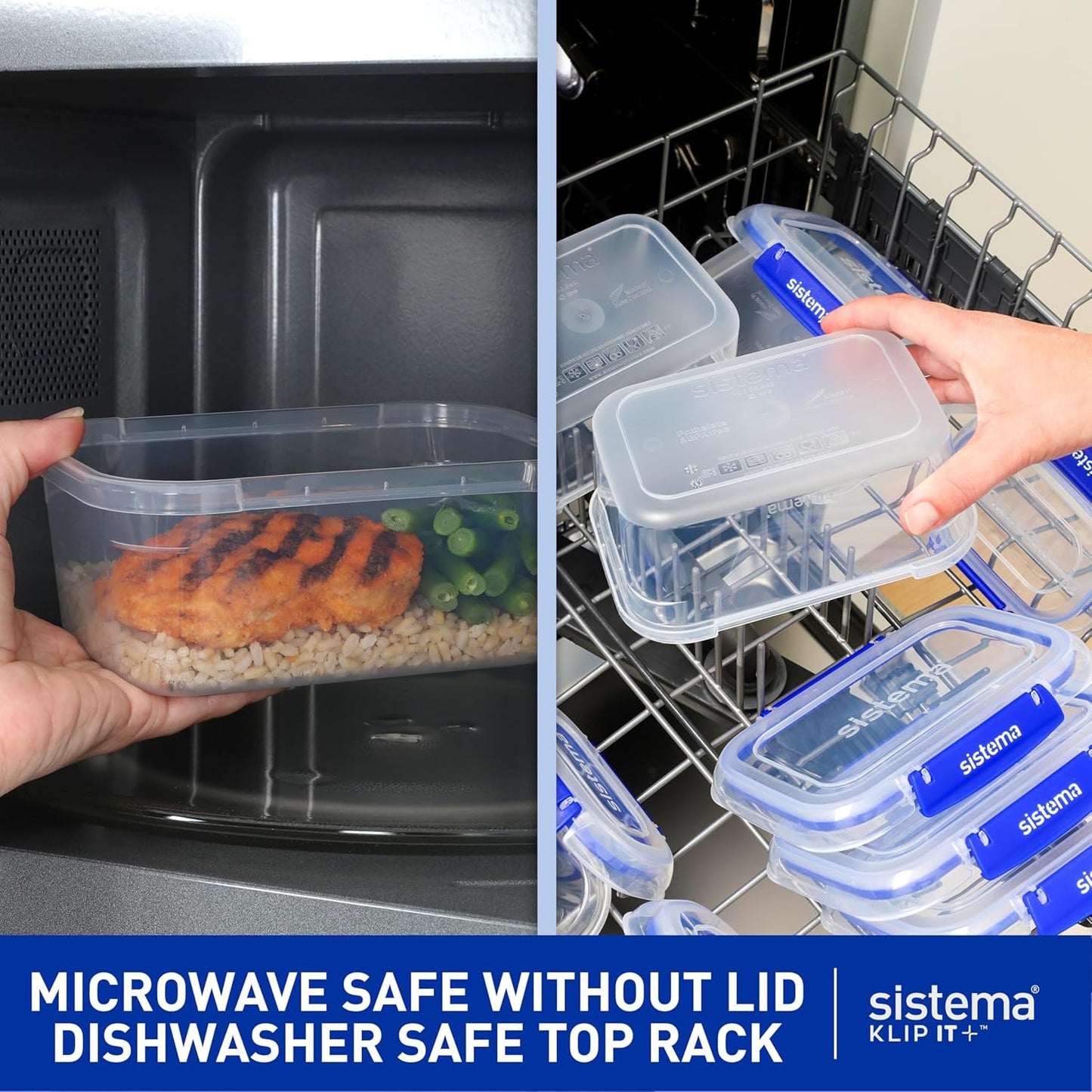Sistema KLIP IT Food Storage Container - 5L Airtight & Stackable, BPA-Free, Clear with Blue Clips