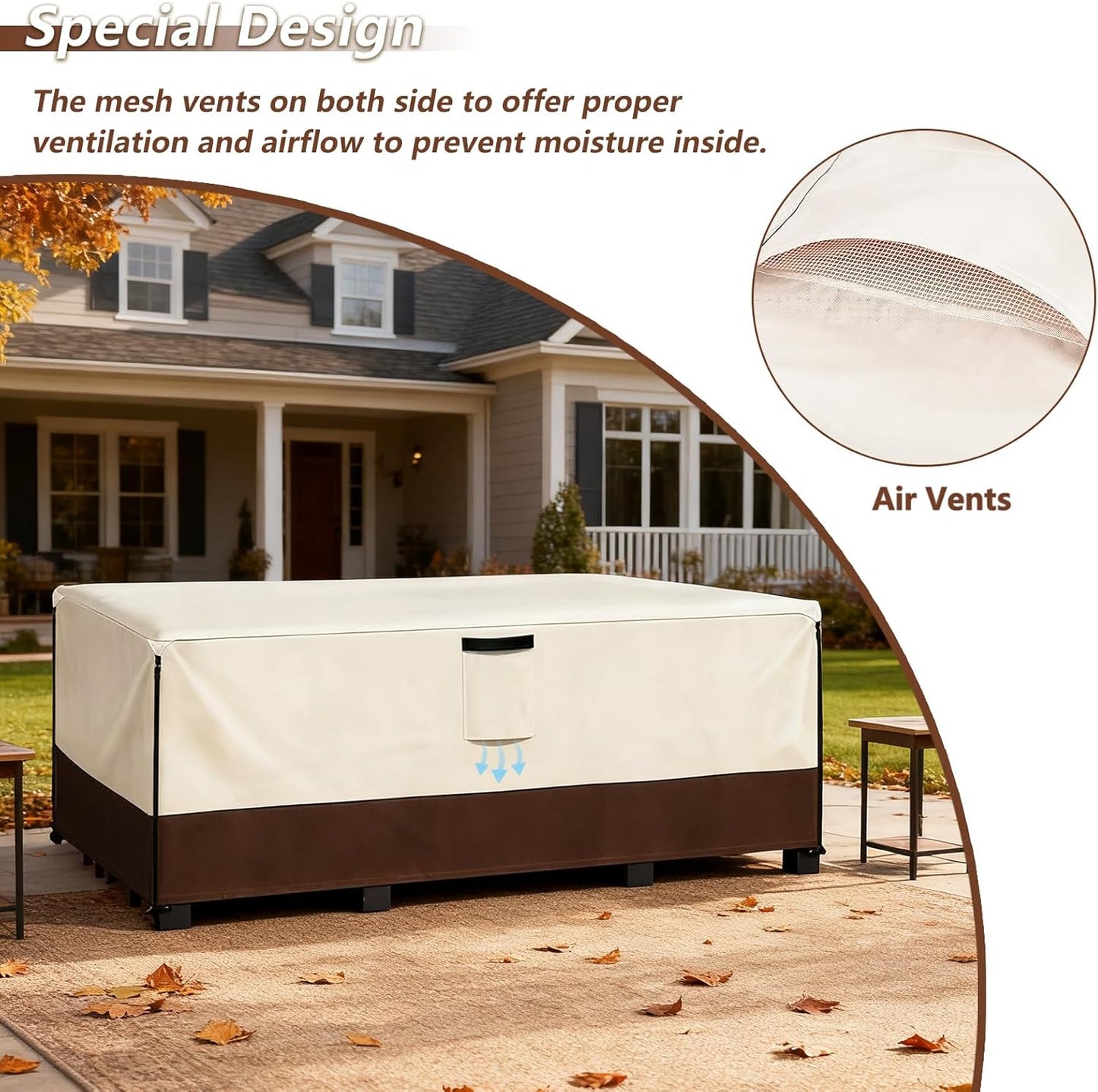 Patio Armor Waterproof Heavy-Duty Outdoor Furniture Cover - Fits 5-8 Piece Sectional Set (126" L x 63" W x 28" H)