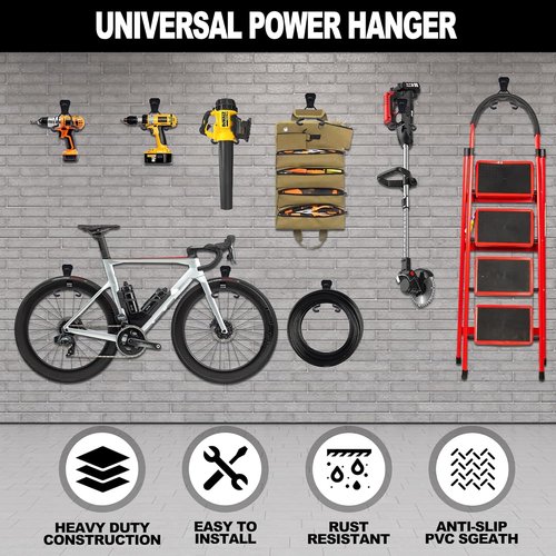 Garden Power Tool Hanger - 4-Piece Steel Trimmer Holder | Wall-Mounted Organizer for Lawn Equipment