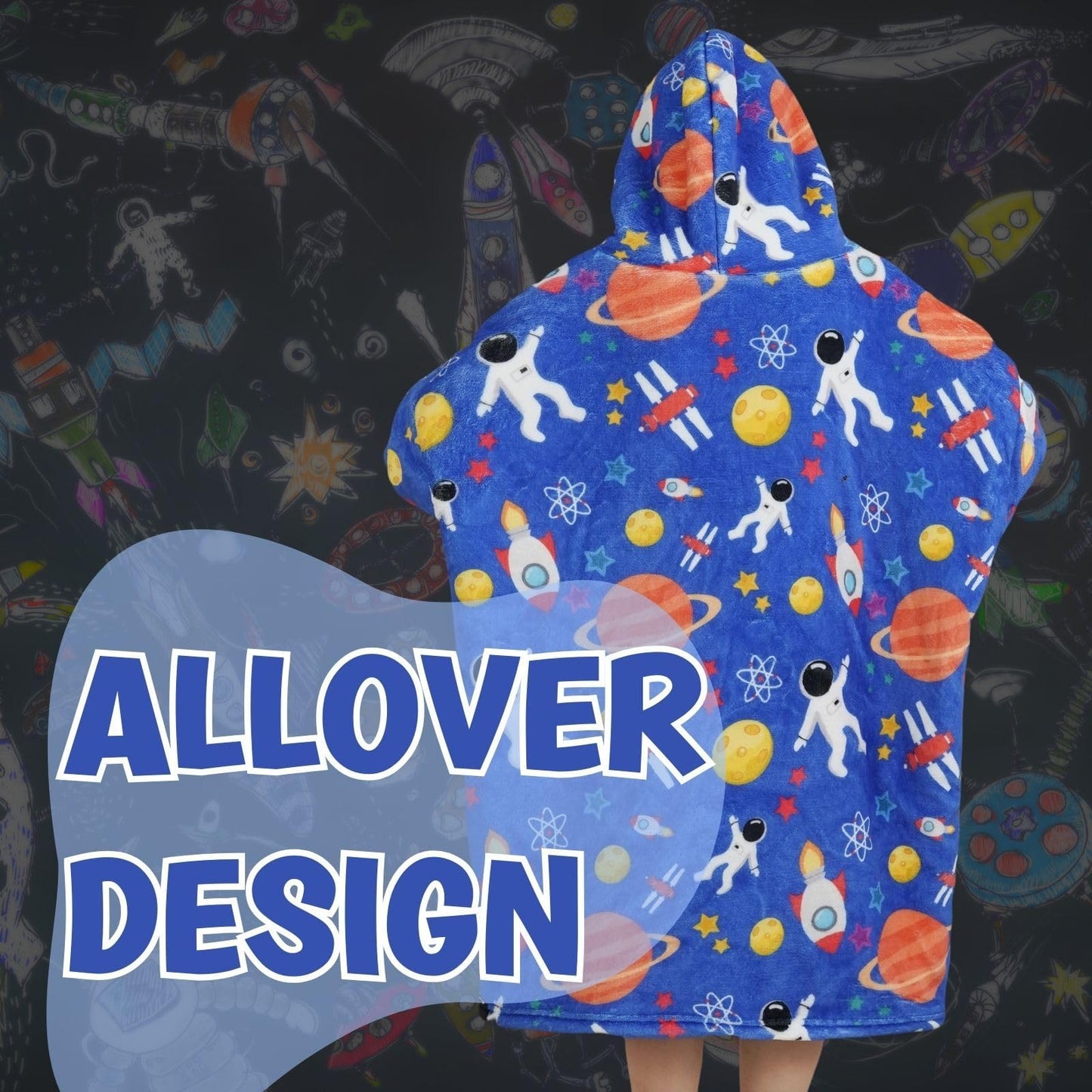 Huglanket Space Gifts, Oversized Wearable Blanket Hoodies, 27 Inches Length, Gifts for Birthday, Christmas, and so on