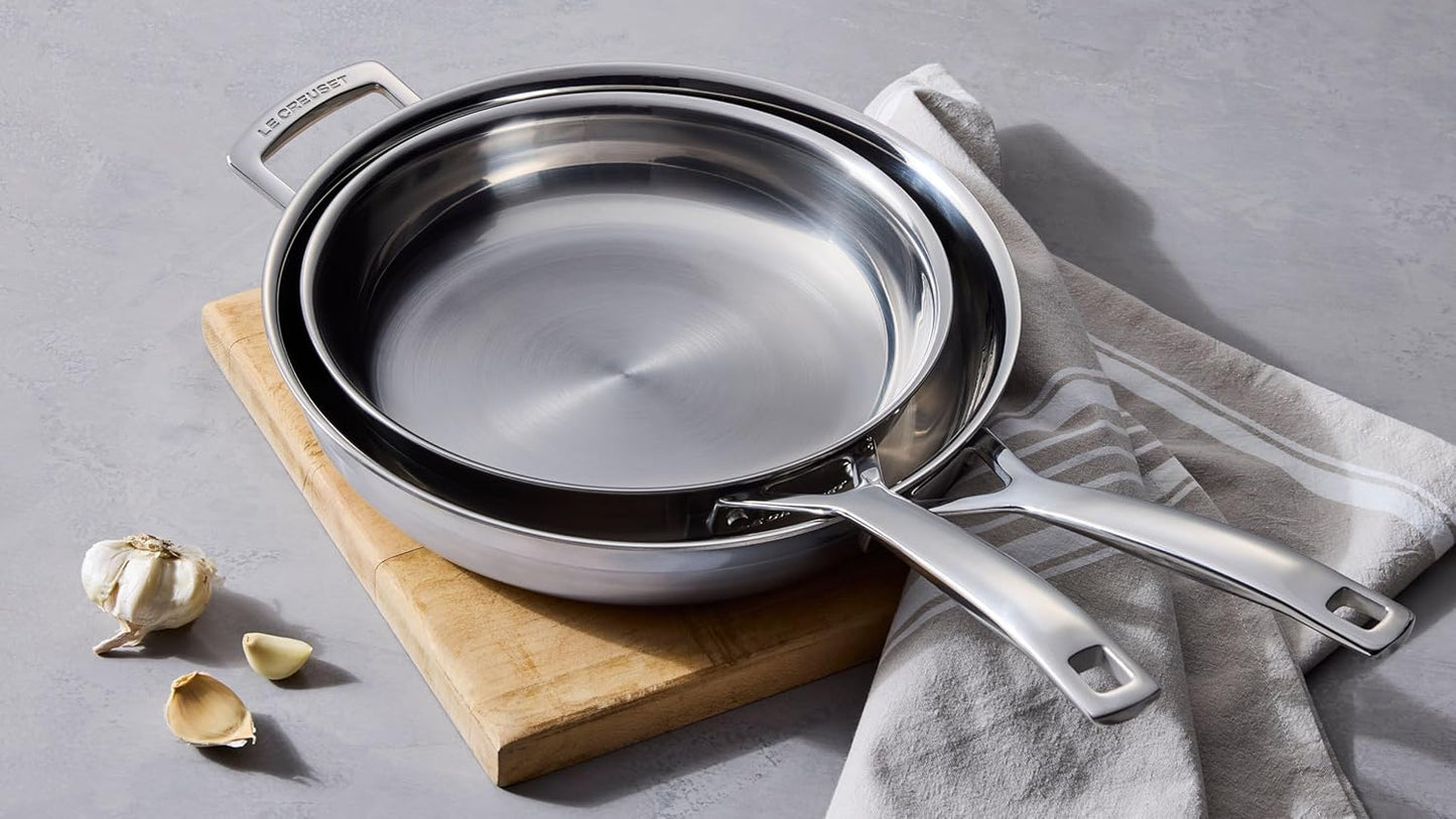 Le Creuset Stainless Steel Fry Pan - Classic 3-Ply Construction, 8-Inch Size