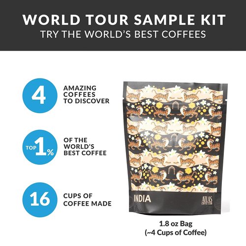 Atlas Coffee Club Gourmet Coffee Discovery Set - 4-Pack Variety Box of Single Origin Coffees