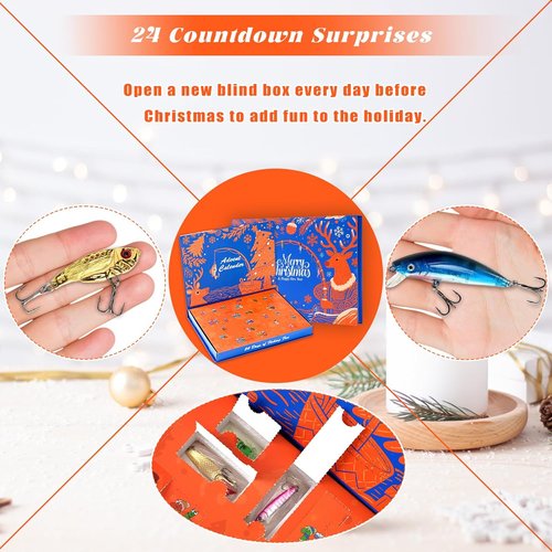 Fanfantoey Fishing Advent Calendar 2025 - Perfect Holiday Gift for Boys & Teens | Blue Lures Kit