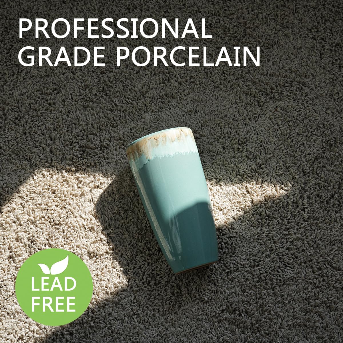 Bosmarlin Ceramic Travel Coffee Cup with Lid, 21 oz, Portable Coffee Mug for Car Cup Holder, Microwave Safe, Reactive Glaze (Peacock Blue)