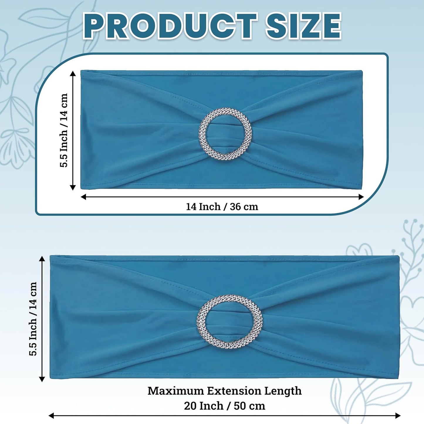 MDS Spandex Chair Sashes - Premium Stretch Covers with Buckle Slider for Weddings & Events | Dark Teal - Pack of 75