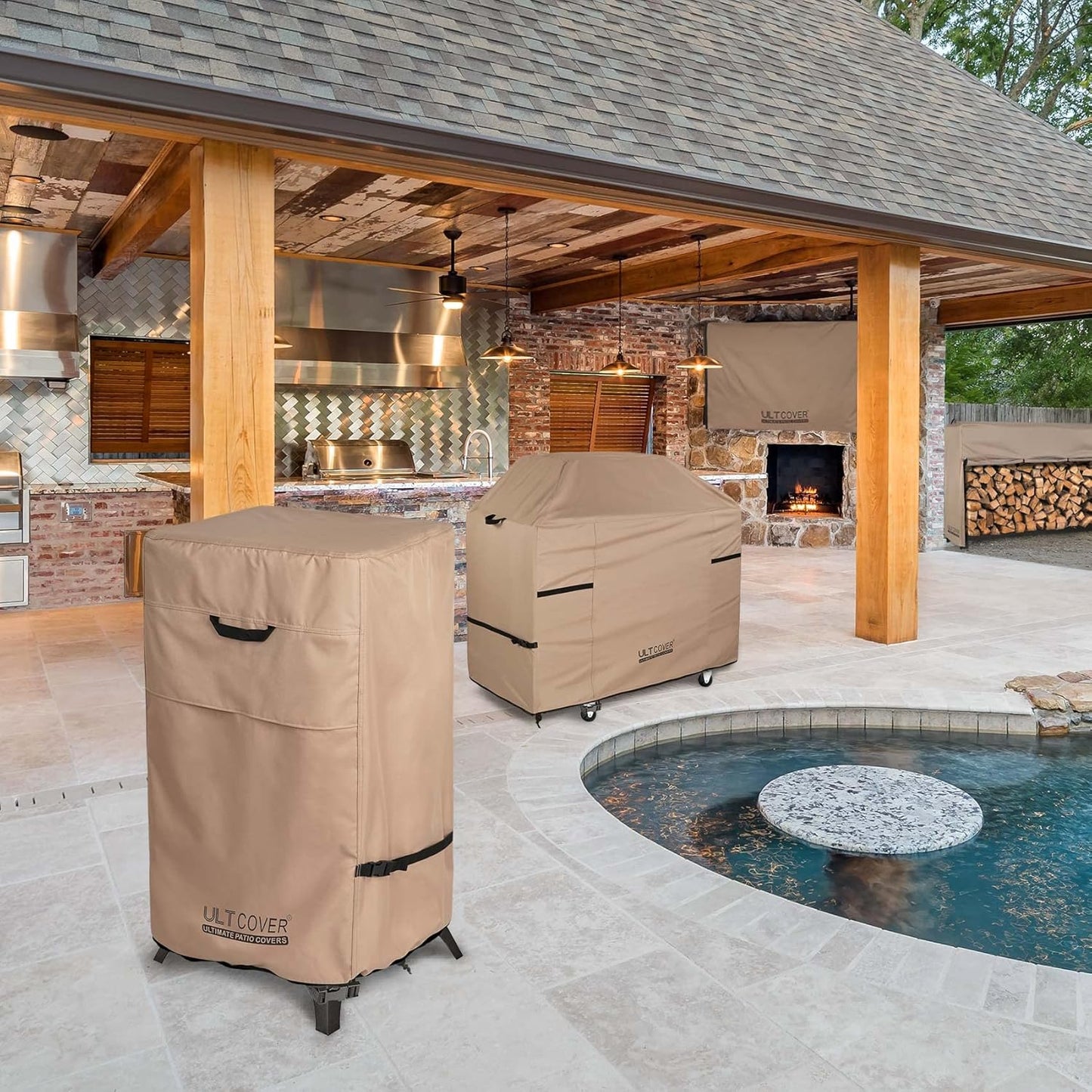 ULTCOVER Waterproof Vertical Electric Smoker Cover - Fits Most 30-Inch Square Gas BBQ Smokers | 19W x 17D x 35H Inches