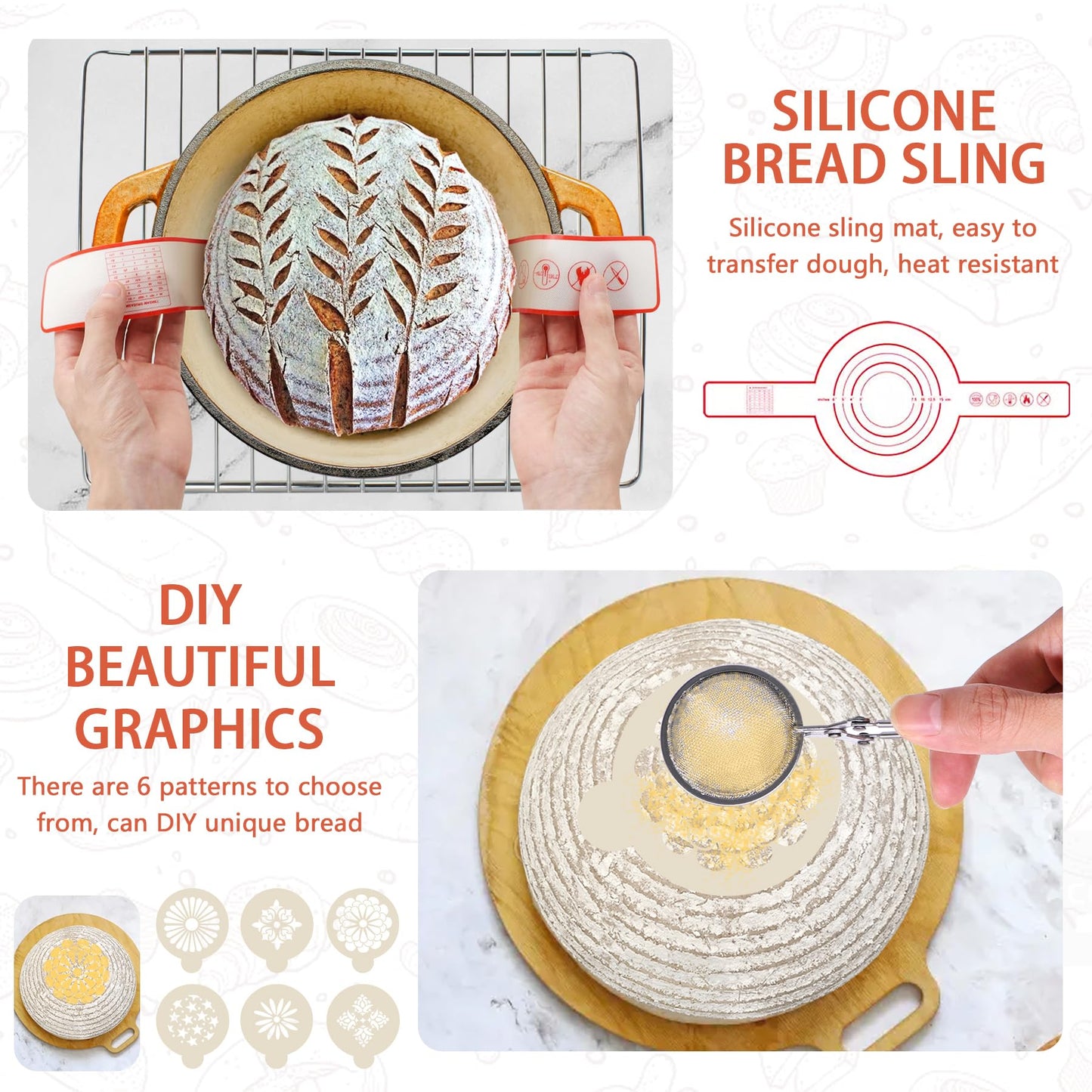 PeacePeo Sourdough Bread Baking Supplies, Sourdough Starter Kit for Bread Making Includes 10" Round & Oval Banneton Bread Proofing Basket with Liners Sourdough Kit for Making Baking Fermentation