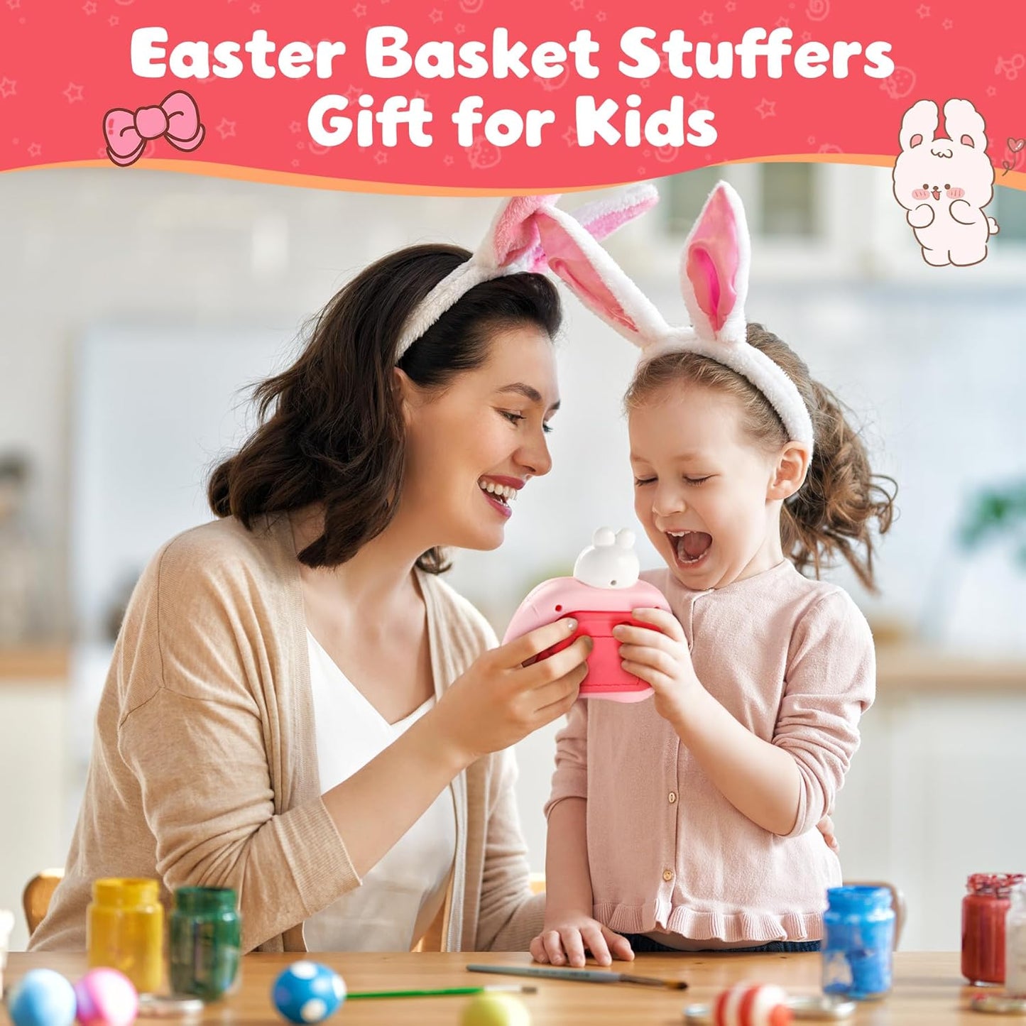 Skiennix Easter Bunny Pop Push Game - Sensory Fidget Toy for Kids | Light Up Fun for Easter Baskets