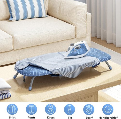 APEXCHASER Small Ironing Board - Portable Tabletop Design with Iron Holder & 2 Heat-Resistant Covers