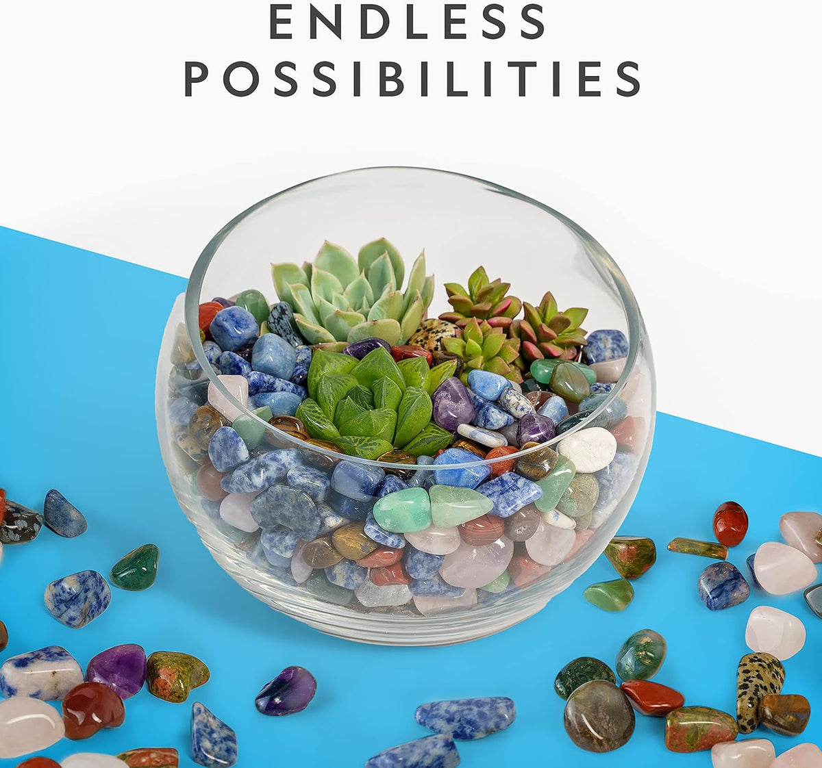 National Geographic Premium Polished Stones - 2 Pounds of Tumbled Crystals for Kids | STEM Rock Kit