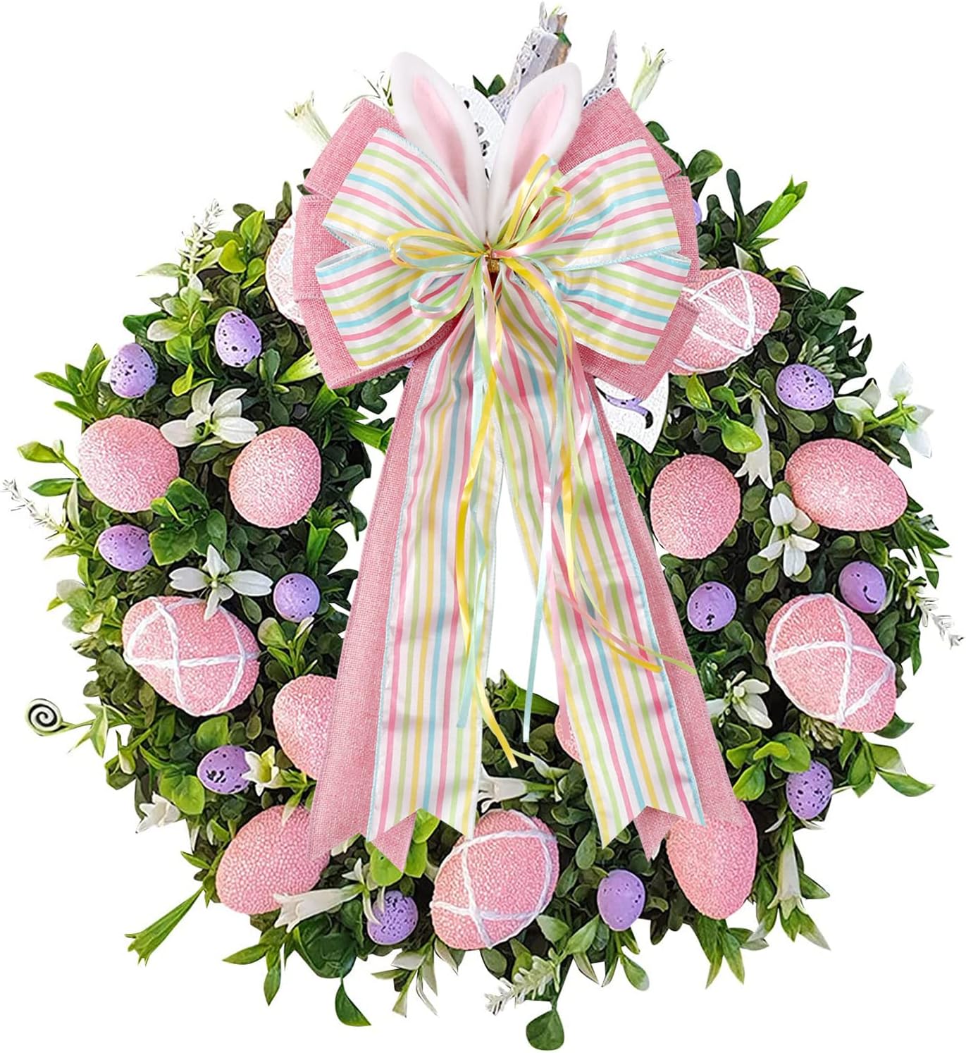 Skiennix Easter Bows - Decorative Bunny Ears Pink Burlap for Wreaths & Spring Home Decor
