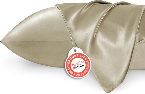 Bedsure Satin Pillowcase - Luxurious Silk-Like Comfort | Standard Size 20x26 Inches, Khaki, 2-Pack