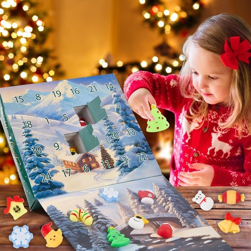 Christmas Advent Calendars 2025 - 24pcs Cute Mochi Squishies Countdown Toys for Kids