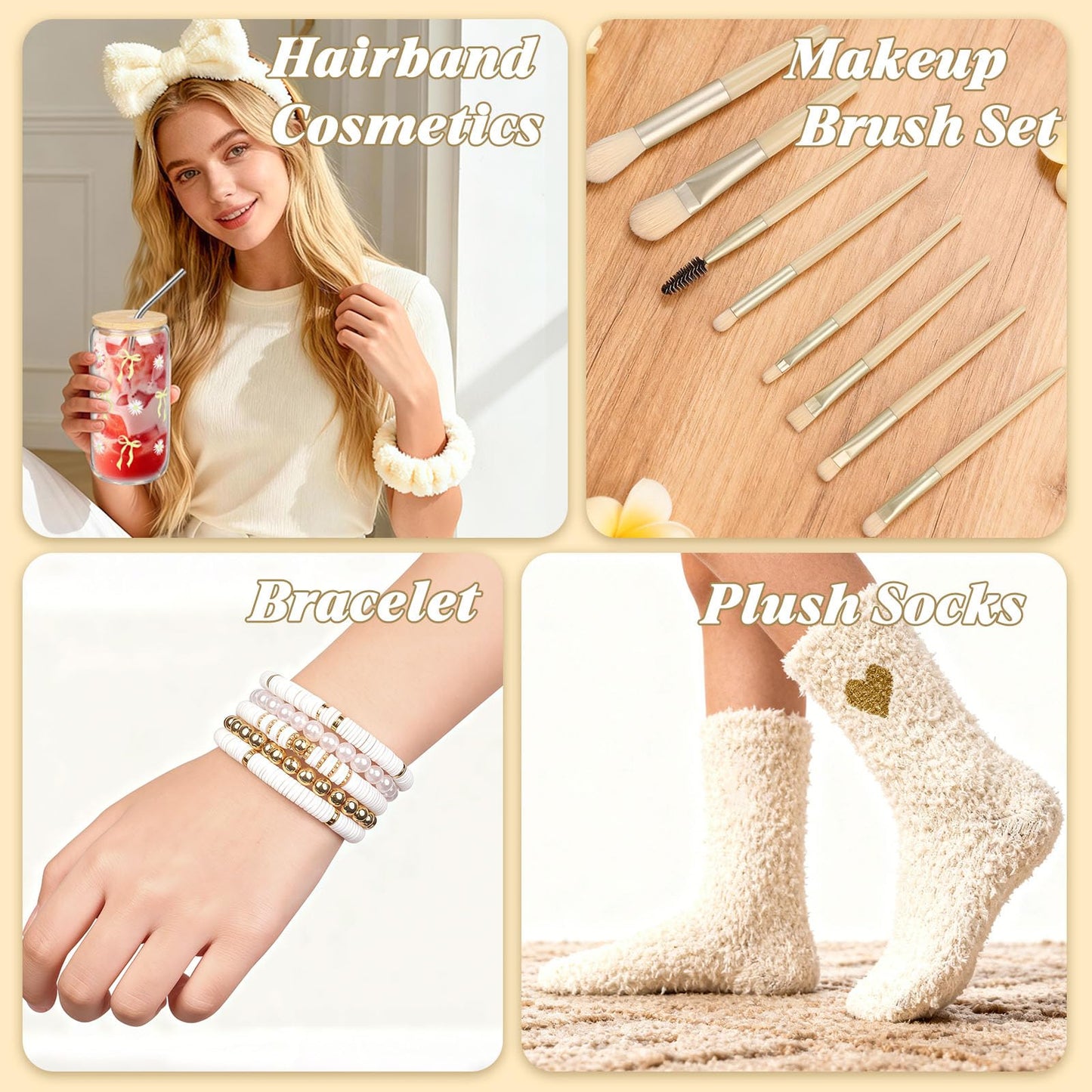 TUZELIYA Exquisite Birthday Gifts for Girls Teens - Best Birthday Presents for Her - Unique Gift Baskets for Women - Graduation Gifts for Best Friends Girlfriend Daughter Mom Sister Coworker - Beige