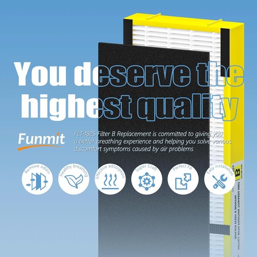 G-Guardian FLT4825 Filter B Replacement - 4 High Efficiency Filters + 8 Activated Carbon Pre-Filters | Yellow