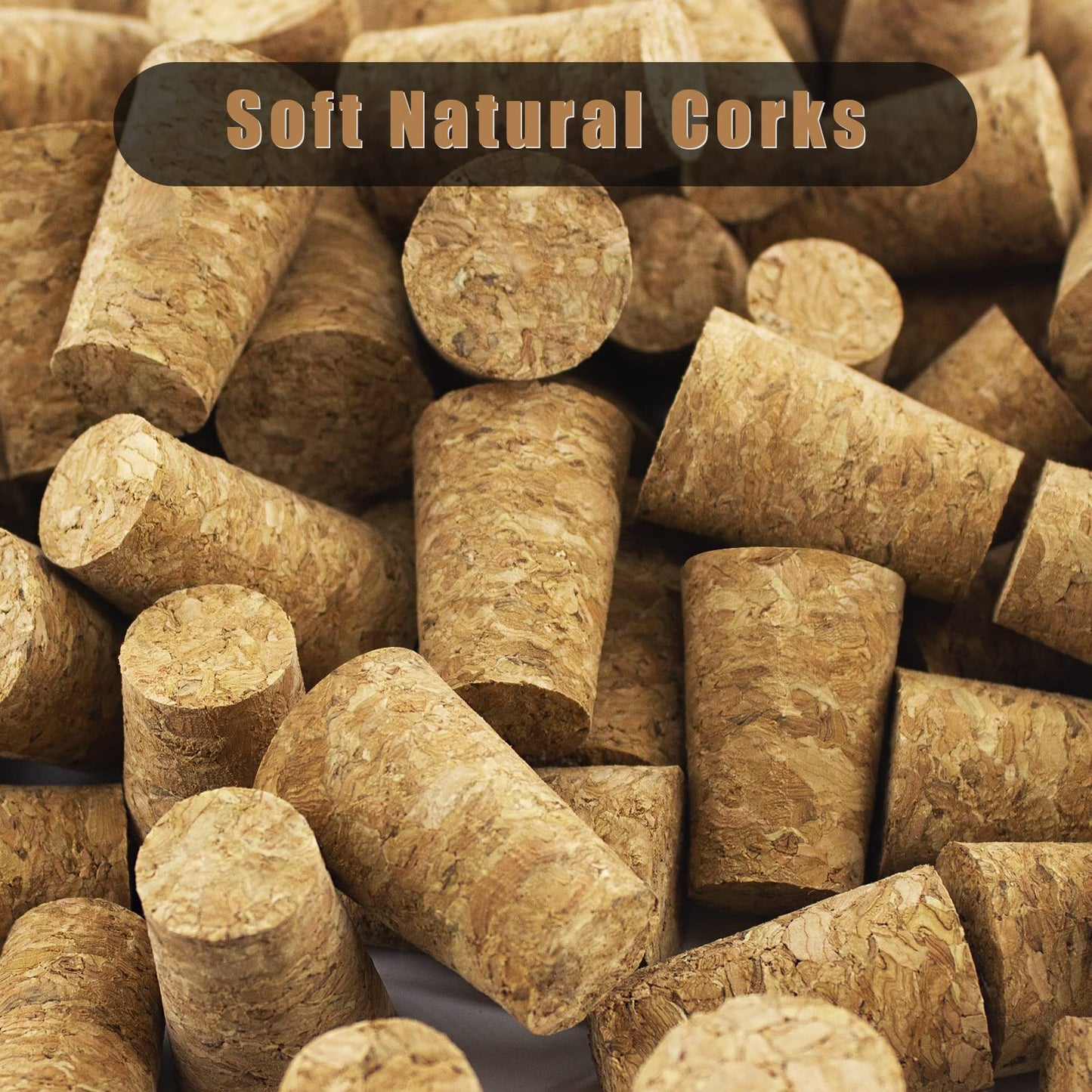120 Natural Soft Wood Corks, Tapered Cork Wooden Beer Bottle Stopper for Wine Making Craft, Leakproof