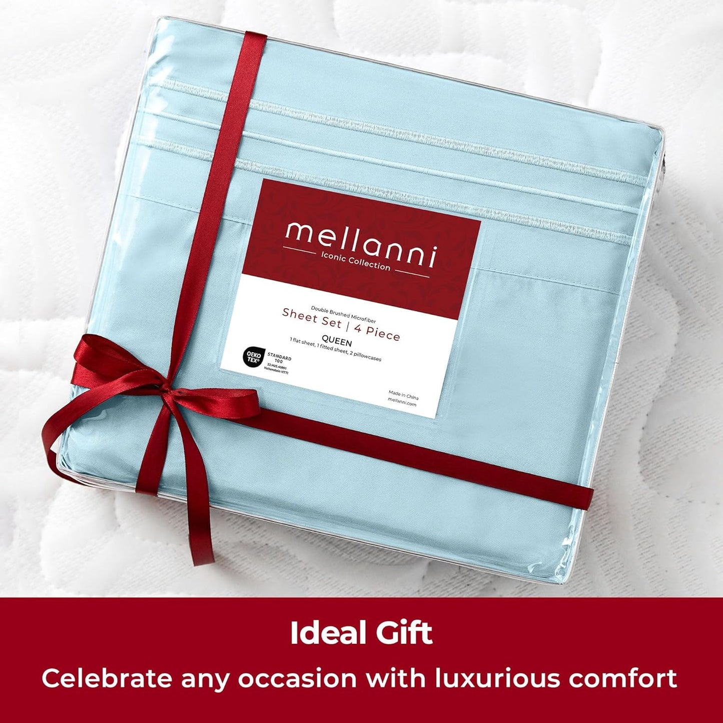 Mellanni Extra Deep King Sheets - Ultra Soft Cooling Bedding - Hotel Luxury, Wrinkle & Stain Resistant (King, Aqua)