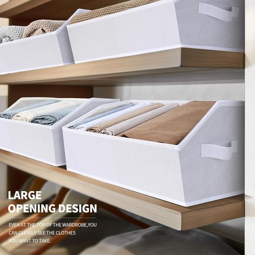 Homsorout Decorative Closet Baskets - Trapezoid Storage Bins with Handles, 10-Pack, White