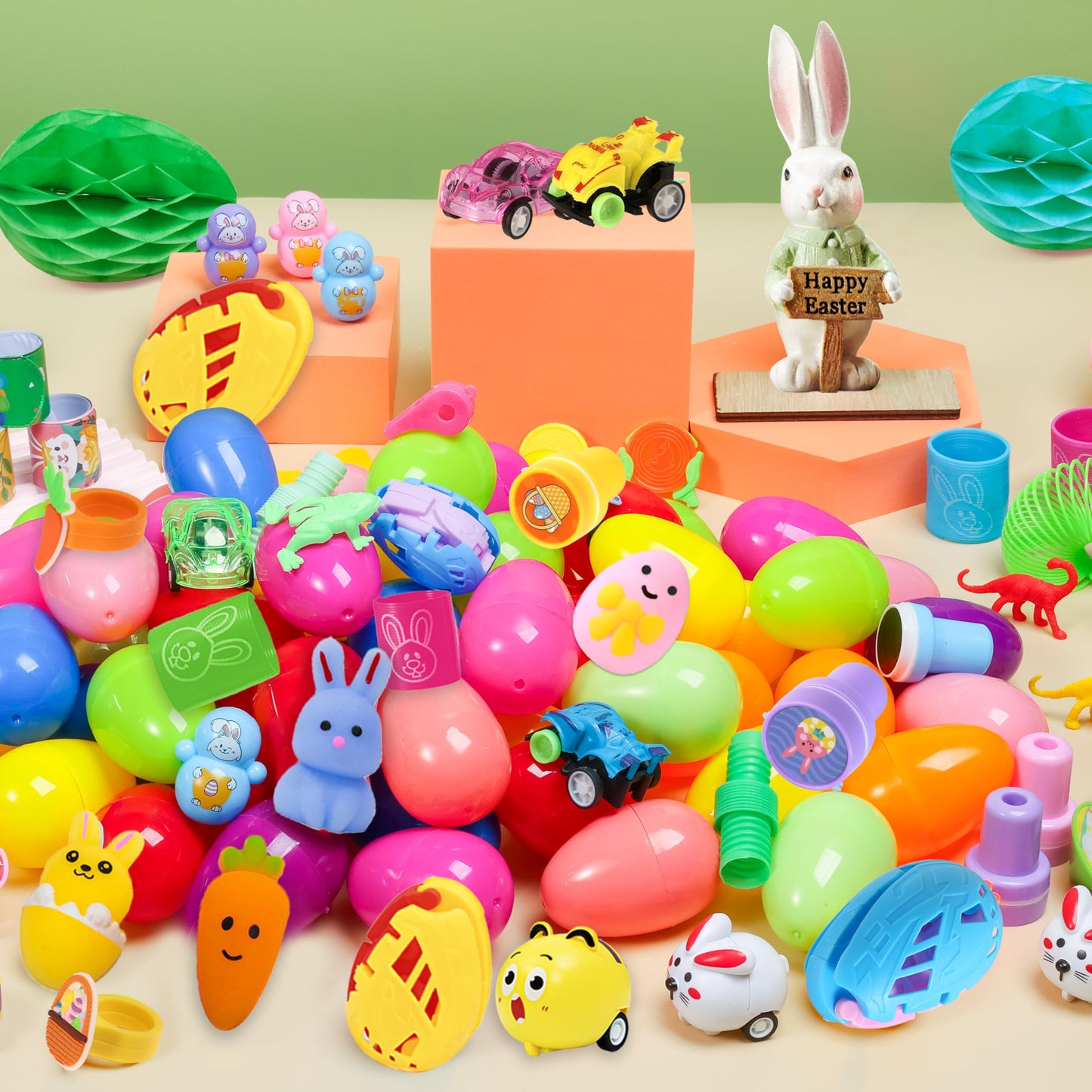 KPHNGB 200PCS Pre-Filled Easter Eggs with Toys, Easter Basket Stuffers, Bulk Filled Plastic Egg Party Favors, Easter Egg Hunt Prizes Toys for Kids Classroom Gift Toddler Goodie Bag Stuffers