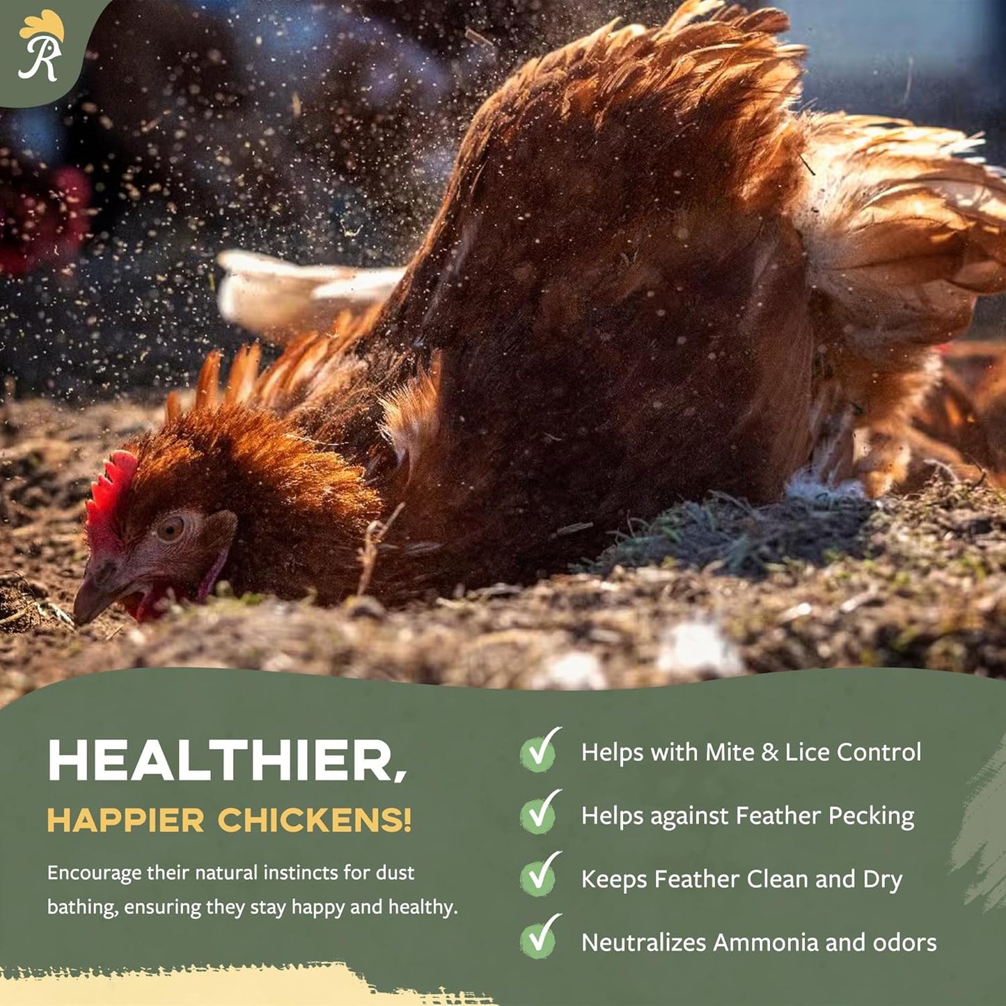 Reliant Pet Chicken Dust Bath - Natural 7lbs Dust for Chickens | Made in USA Poultry Dust Powder